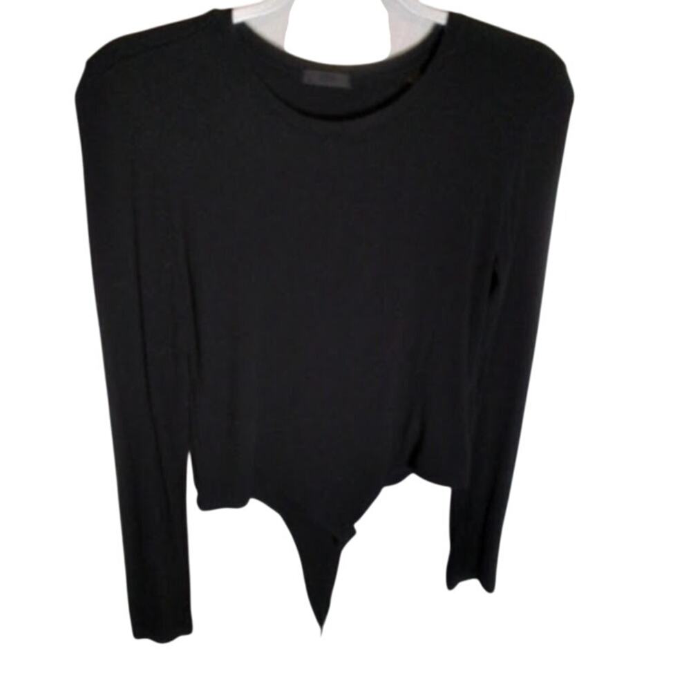 ATM Anthony Thomas Melillo Asym Hem Long Sleeve Top Black Size L